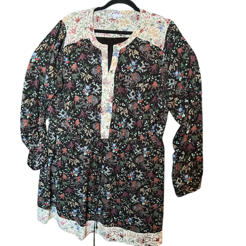 DR2 Black Floral Midi Dress size XL lined, adjustable waist